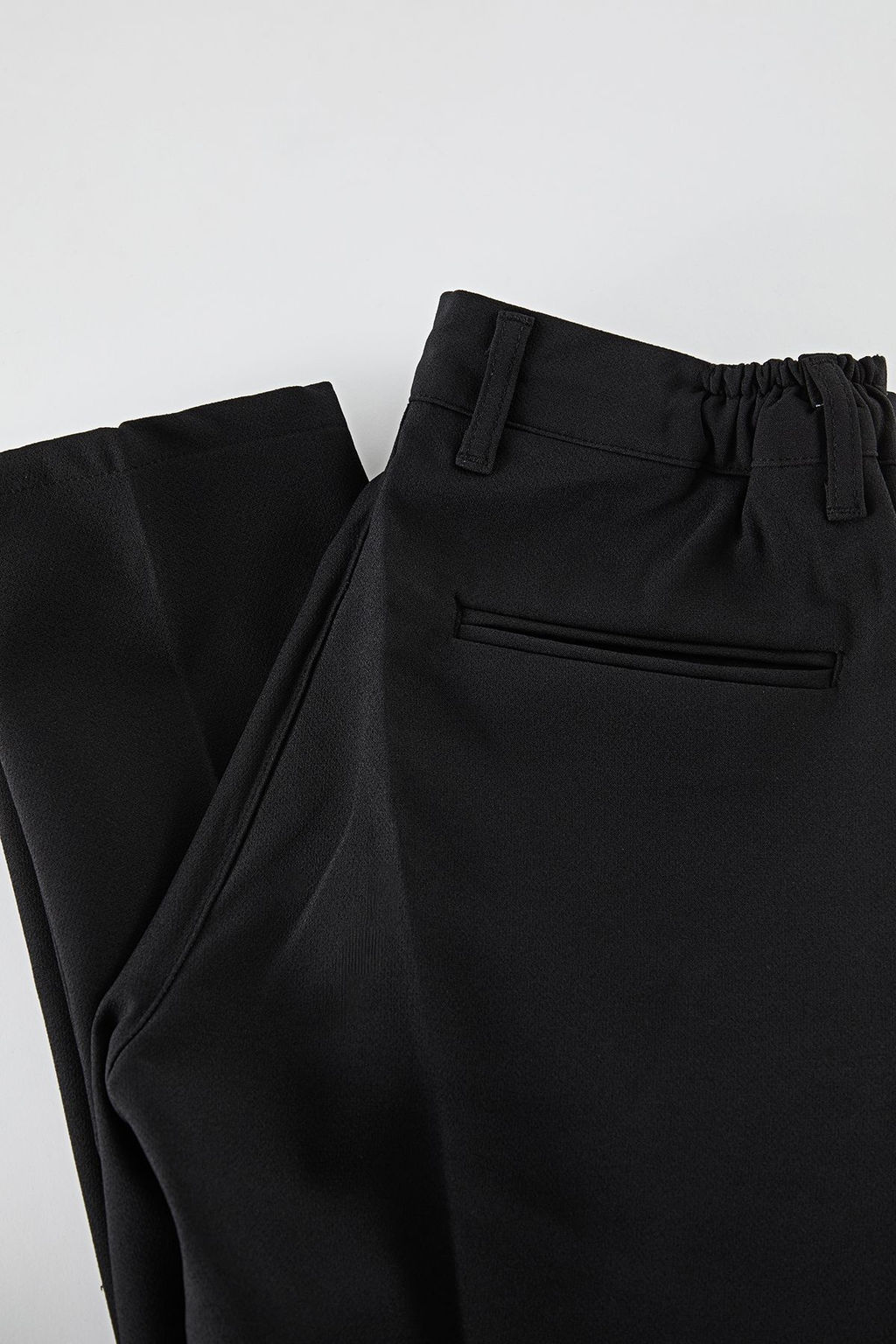 Siyah Slim Fit Beli Baglama Detayl? Lastikli Kumas Dokuma Pantolon TMNAW25PL00027