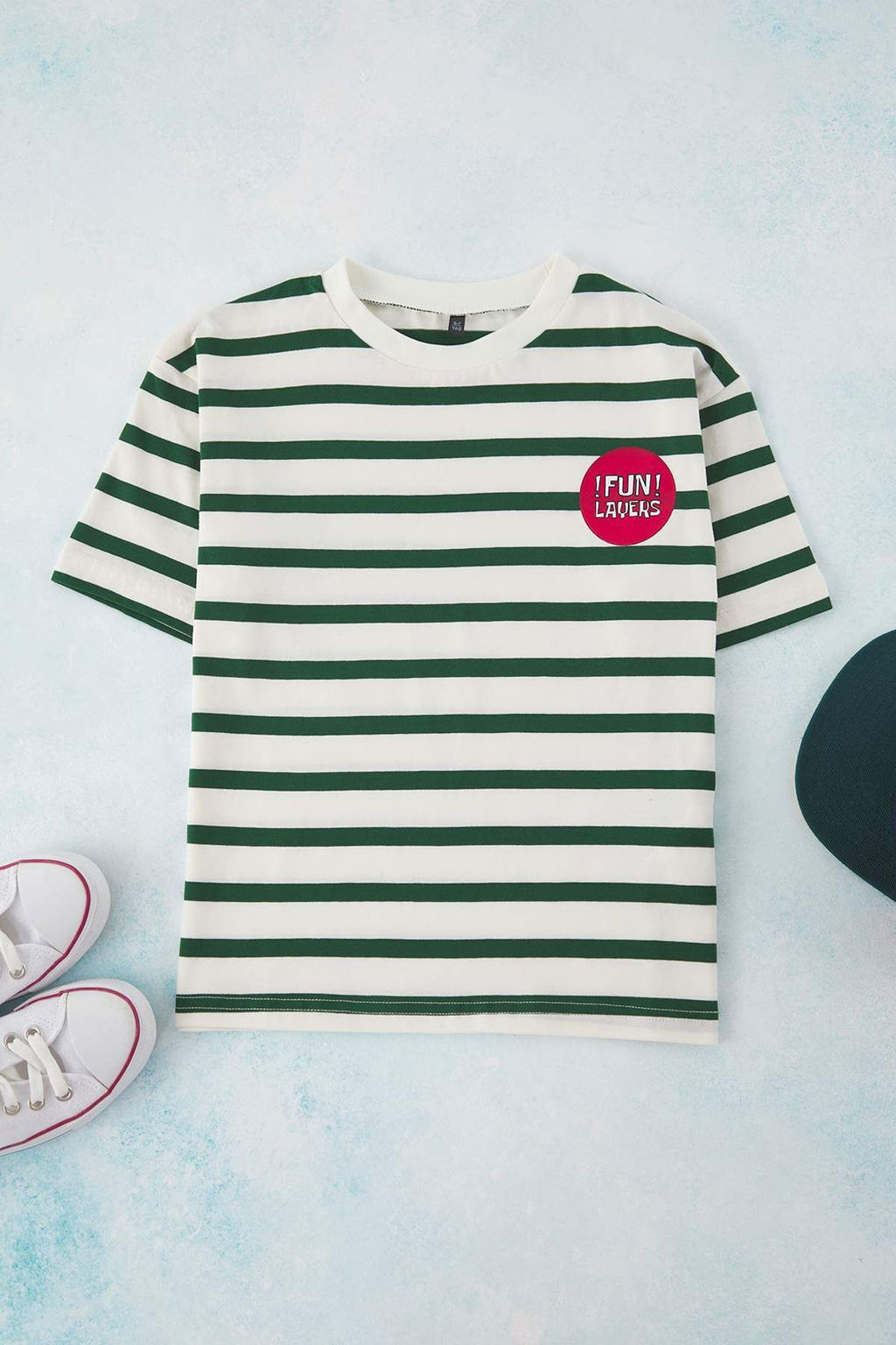 Bordo %100 Pamuk Unisex Cizgili Bask?l? Oversize Kal?p K?sa Kol Orme T-Shirt TKDSS25TS00037