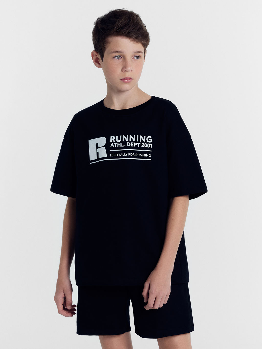 Комплект для мальчиков (футболка, шорты) черный с печатью - Mark formelle фото 3