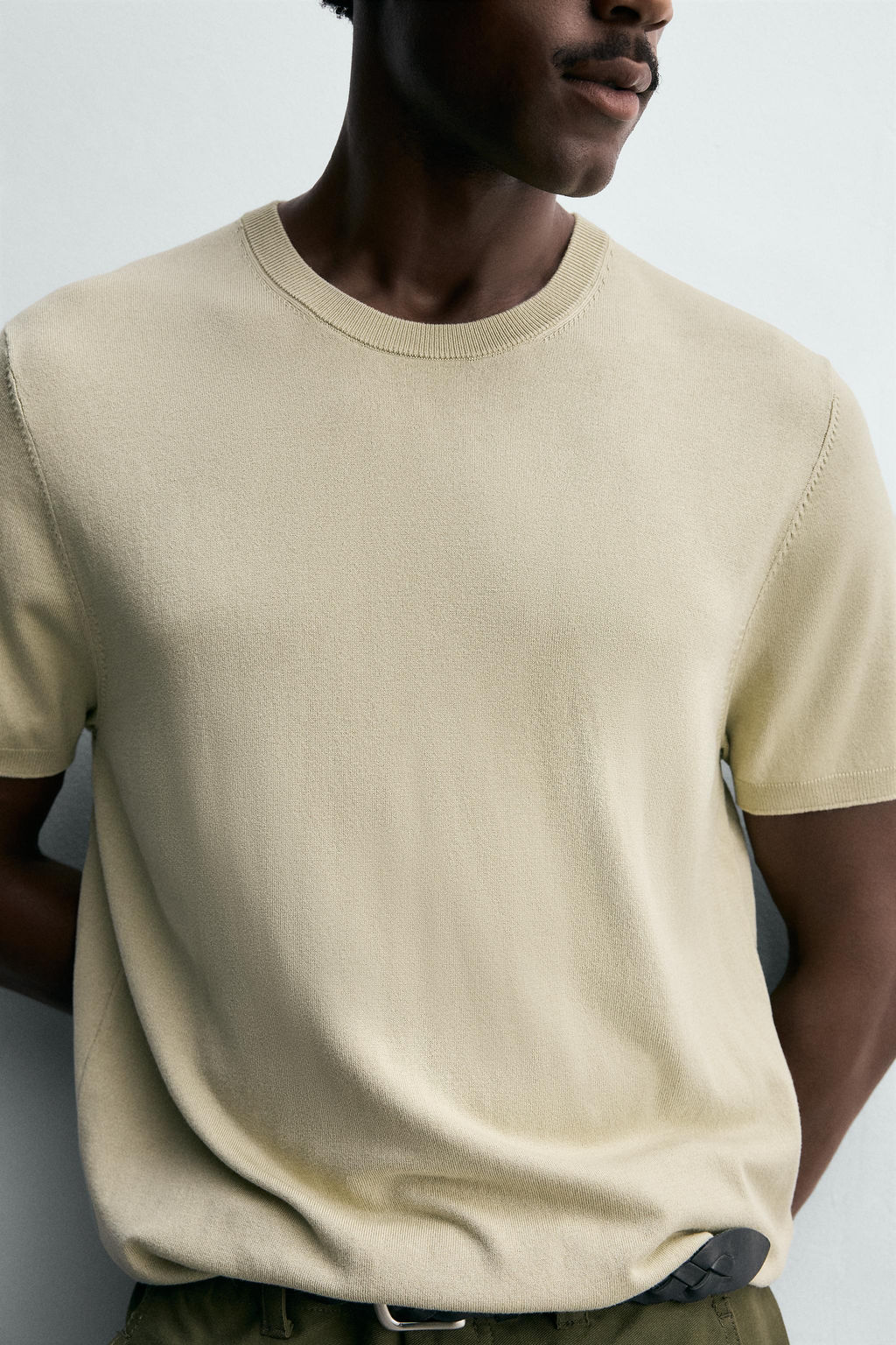 CAMISETA PUNTO REGULAR FIT B?SICO / Verde claro - Zara фото 5