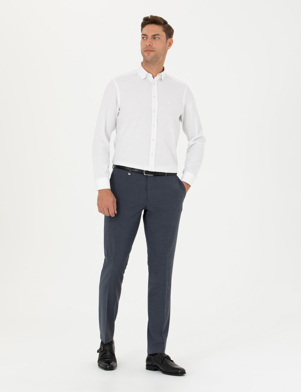 Koyu Mavi Slim Fit Y_nl_ Kuma_ Pantolon