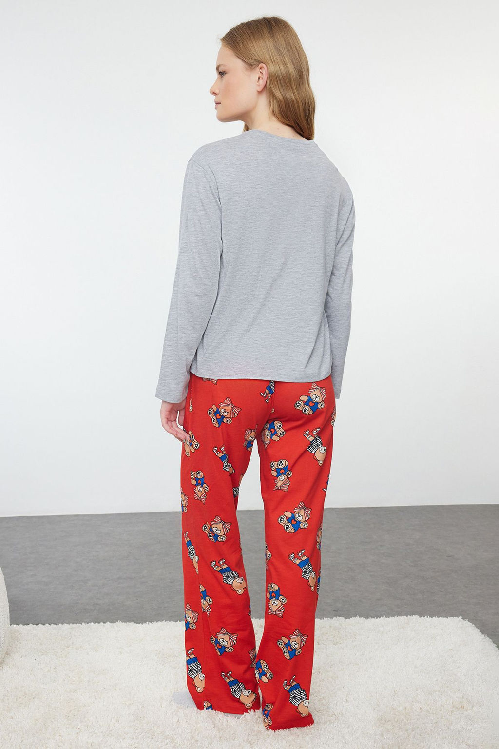 Trendyolmilla Kad?n Couple/Cift Gri Melanj Ay?c?kl? Orme Pijama Tak?m? THMAW25PT00165  фото 6