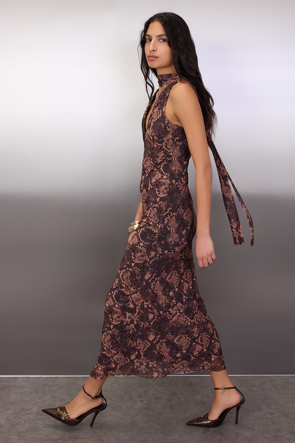 Cok Renkli Animal Fularl? Orme Tul Maxi Astarl? S?k/Gece Elbise TPRAW26EL00116 - Trendyolmilla фото 2