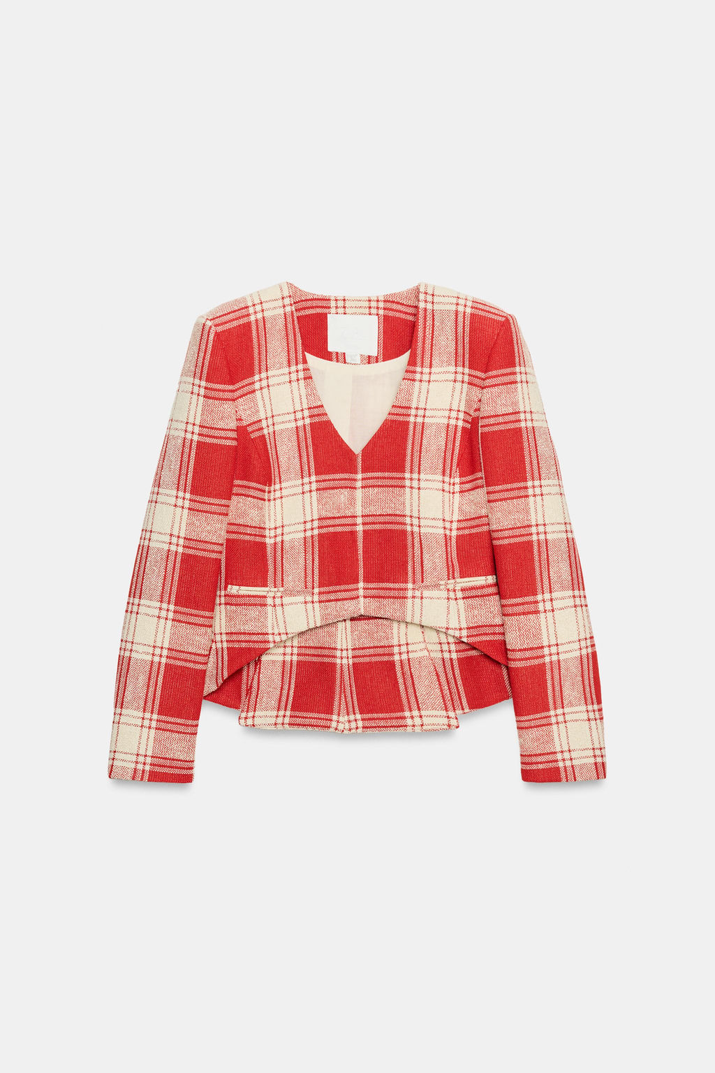 CHAQUETA ENTALLADA CUADROS ZW COLLECTION / Blanco / Rojo - Zara фото 3