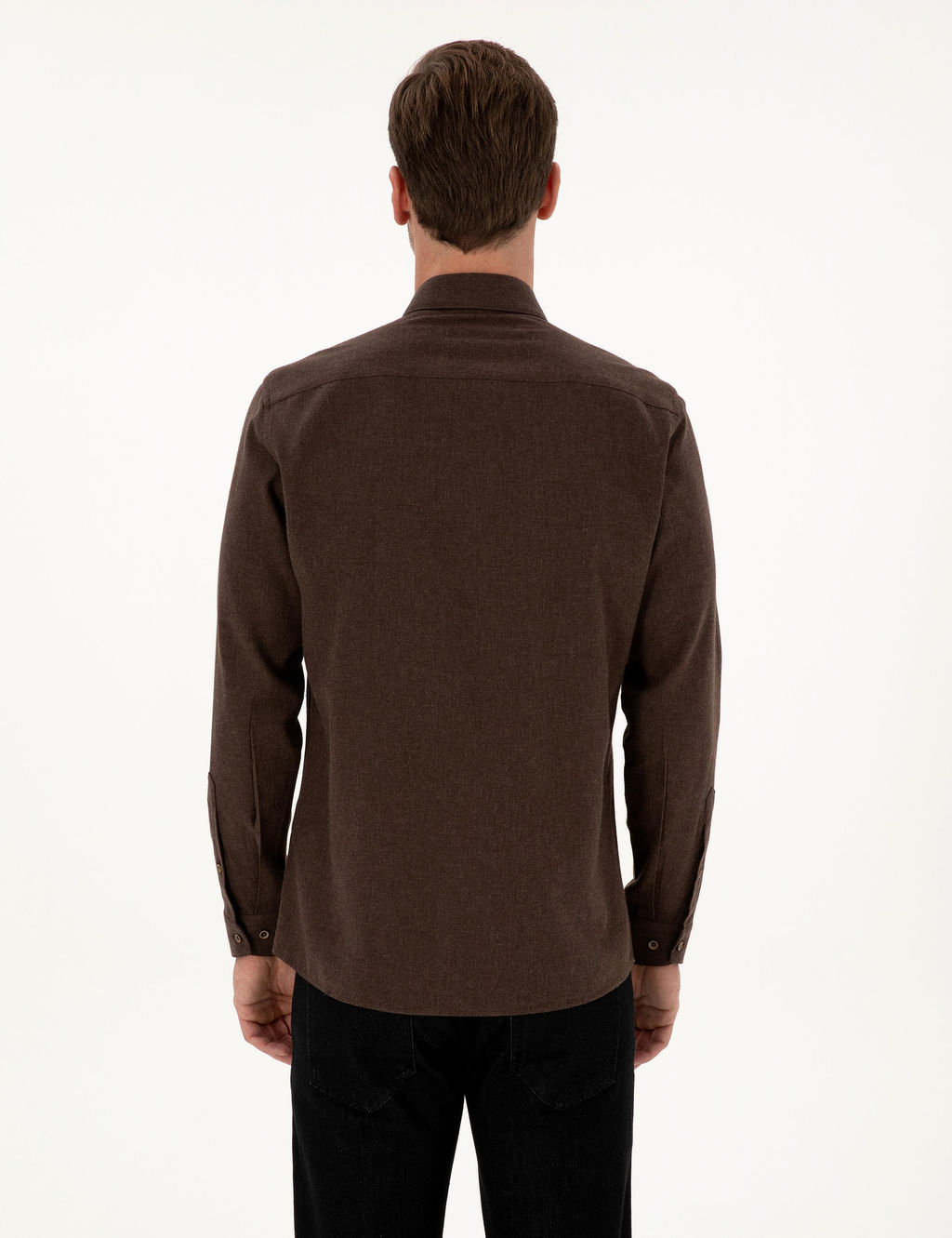 Koyu Kahverengi Slim Fit Uzun Kollu G_mlek - Cacharel фото 5