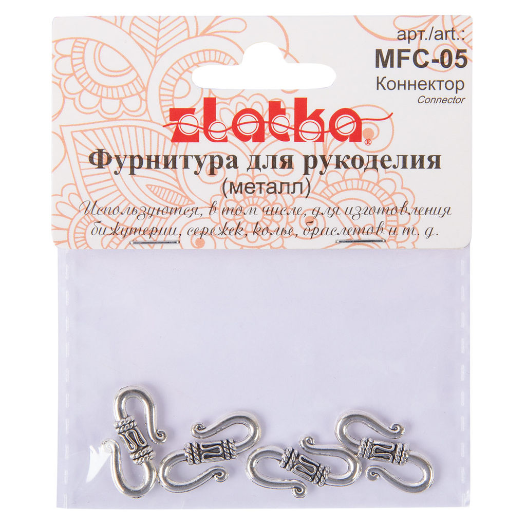 Zlatka Коннектор MFC-05 13 х 22 мм 10 шт 01 под античное серебро  фото 3