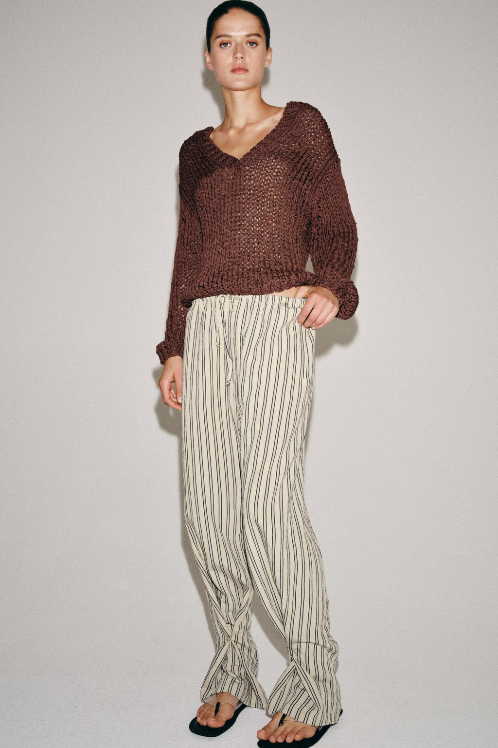 PANTAL?N RECTO RAYAS ZW COLLECTION / Gris