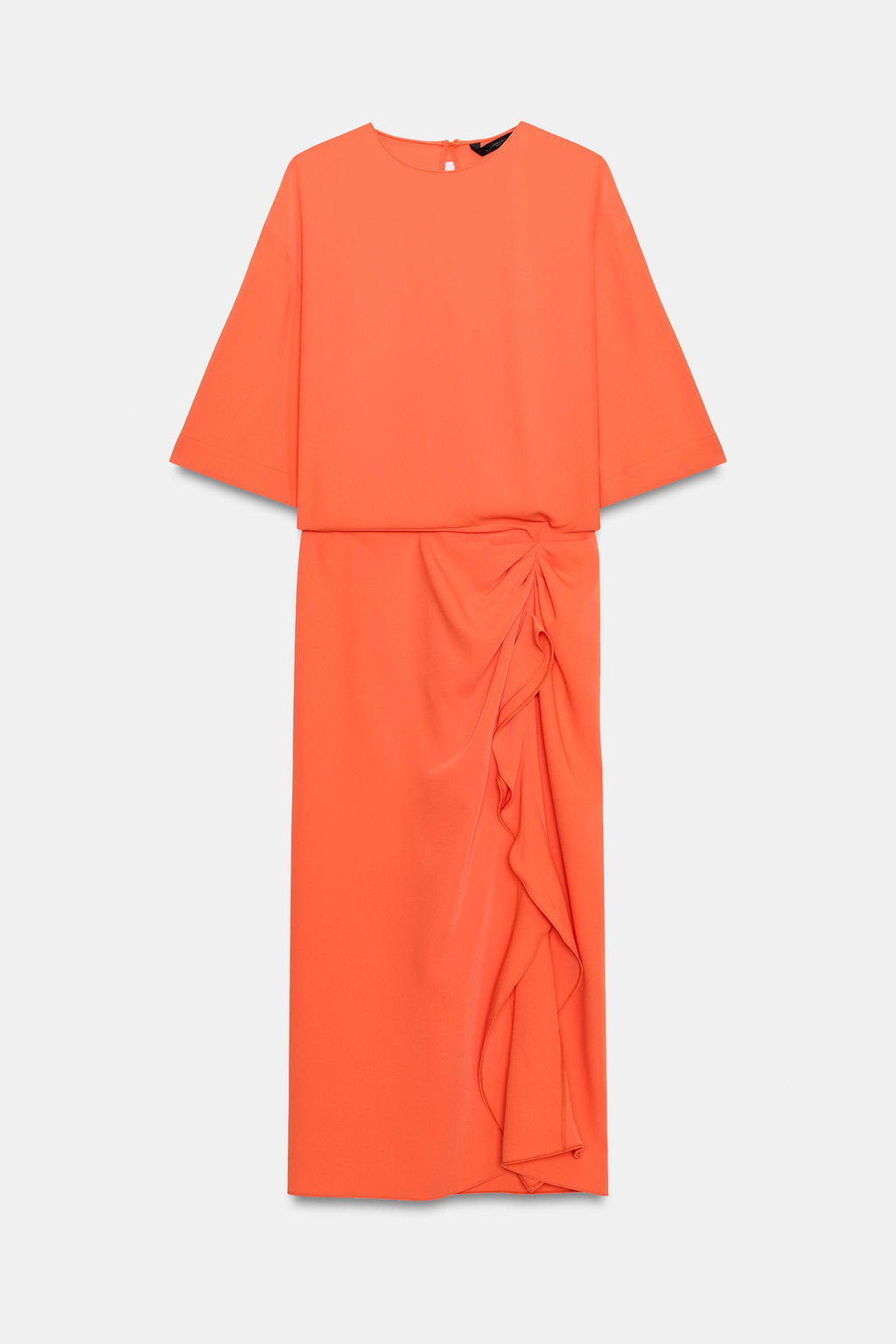 VESTIDO MIDI DRAPEADO ZW COLLECTION / Coral rojo - Zara фото 8