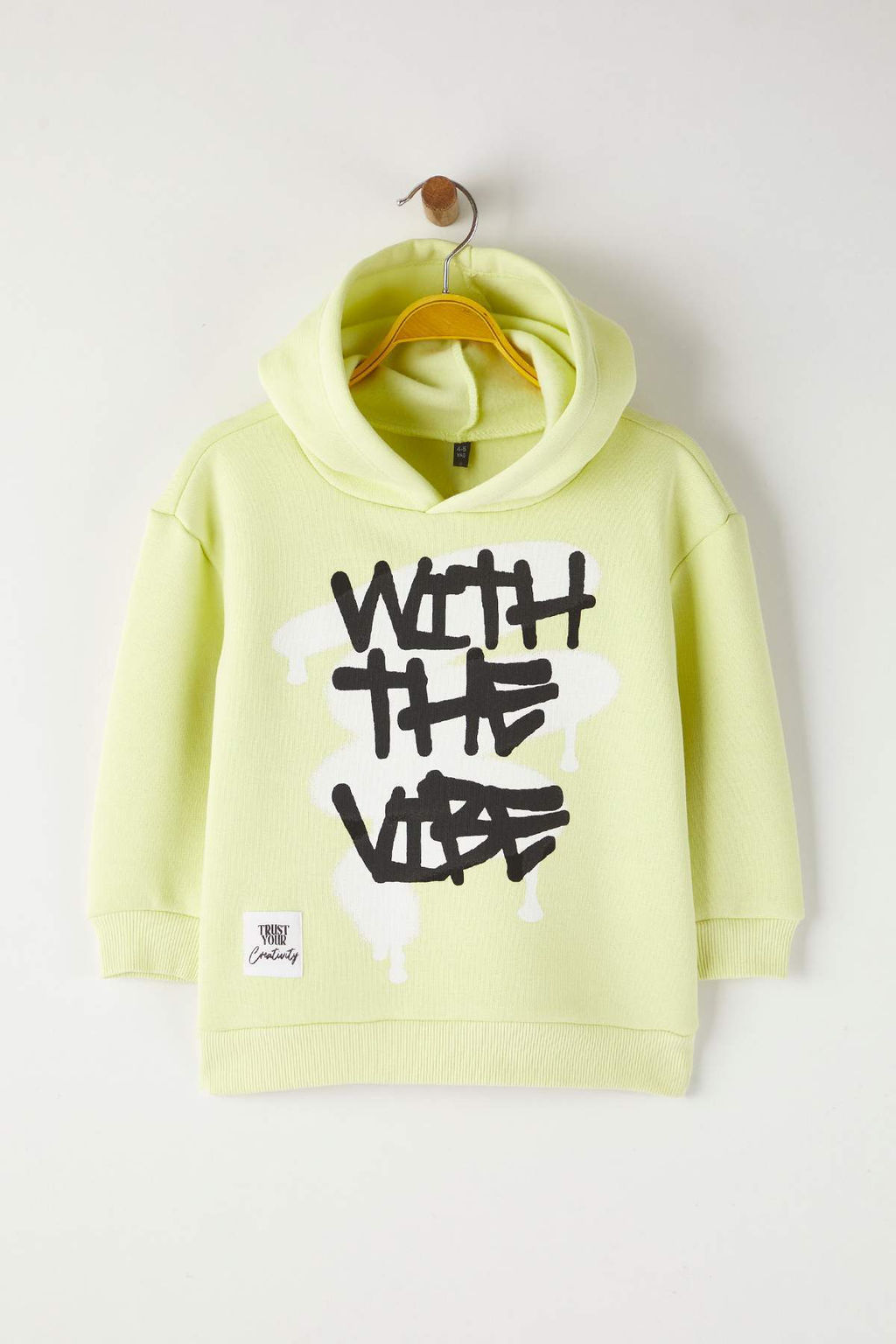 Sar? Pamuklu Bask?l? Kapusonlu Oversize Orme Kal?n/Ici Polarl? Unisex Sweatshirt TKDAW26SW00045 - Trendyolmilla фото 2