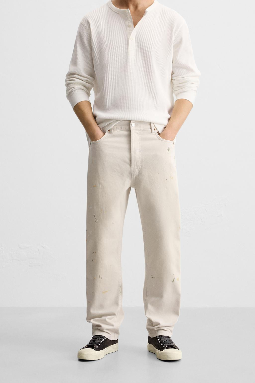 PAINT SPLATTER STRAIGHT-LEG JEANS - Zara фото 2