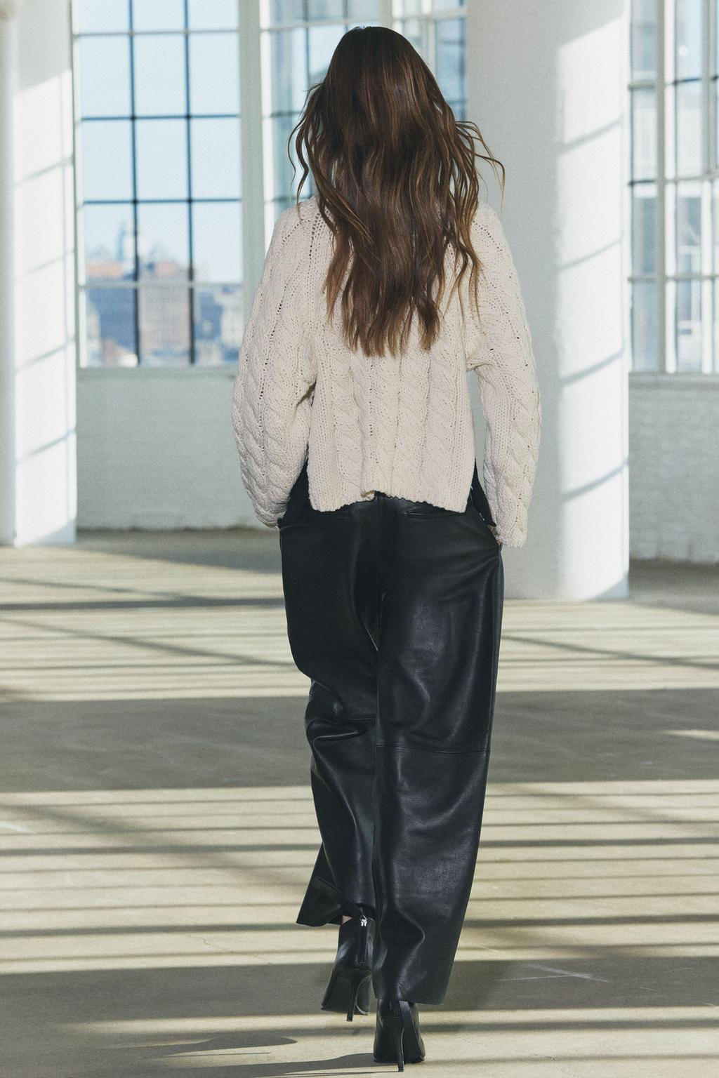 CABLE-KNIT SWEATER WITH SIDE STRIPES - Zara фото 5