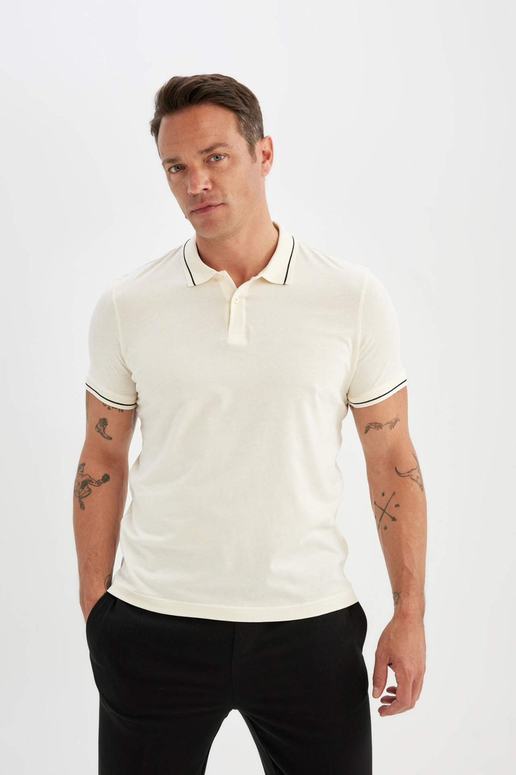 Modern Fit K?sa Kollu Polo Tisort - Defacto фото 3