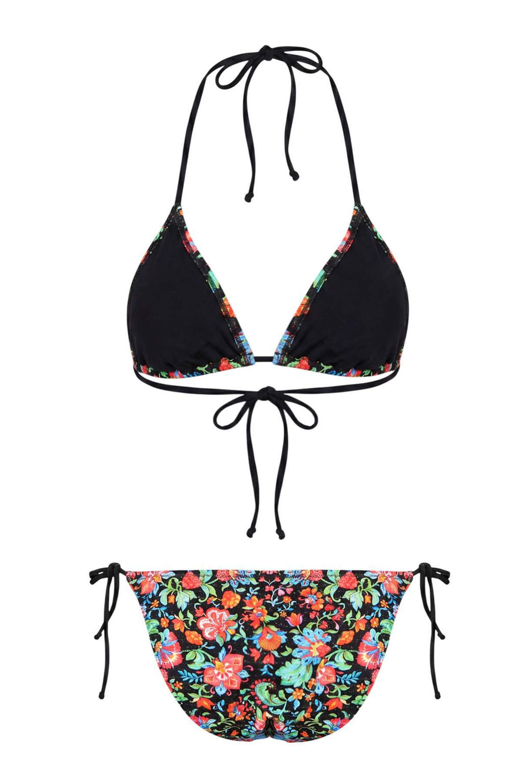 Cok Renkli Cicekli Ucgen Slip Normal Bel Kaps?z Bikini Tak?m? TBESS26BT00193 - Trendyolmilla фото 2
