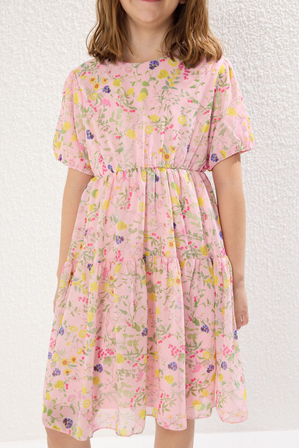 Pembe K?z Cocuk Mini Me Cicekli Dokuma Anne-K?z Bayraml?k Elbise TKDSS25EL00056 - Trendyolmilla фото 4