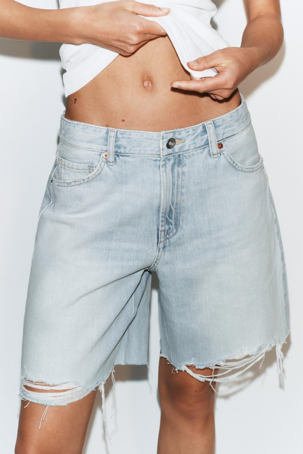 TRF MID-RISE DENIM BERMUDA SHORTS - Zara фото 9