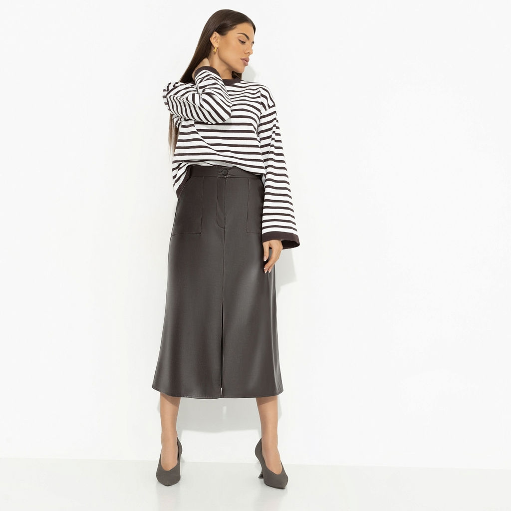 Юбка с разрезом, Откровенно шикарная (коричневый) - Charutti фото 4