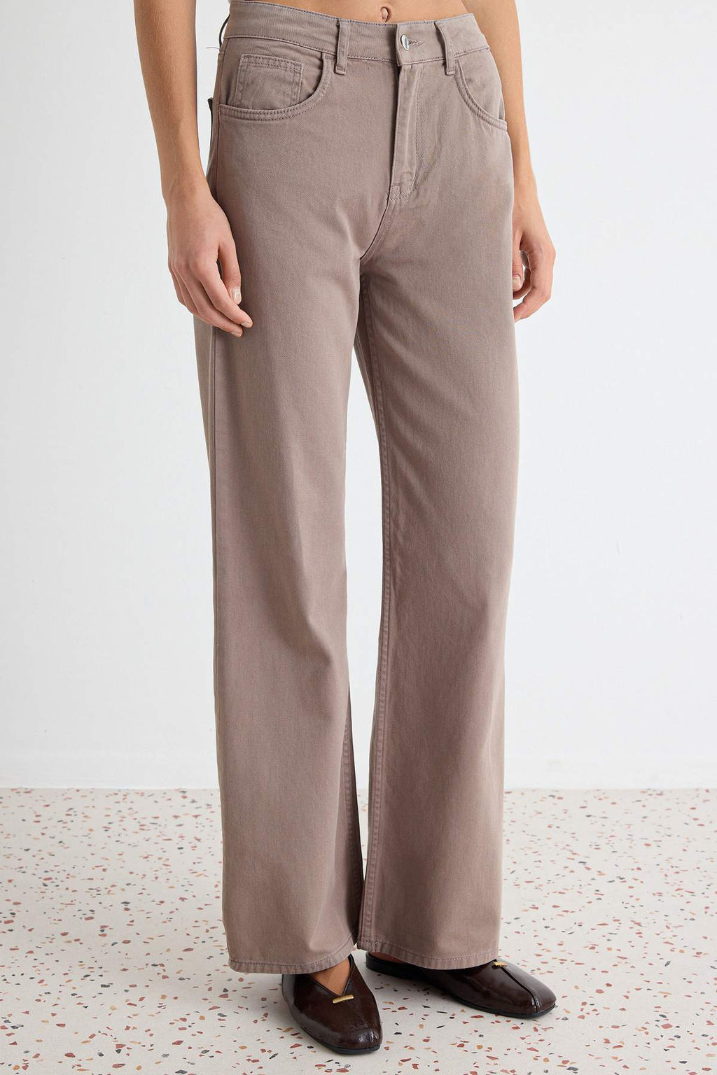Vizon %100 Pamuk Y_ksek Bel Wide Leg Jeans TWOAW27JE00108 - Trendyolmilla фото 4
