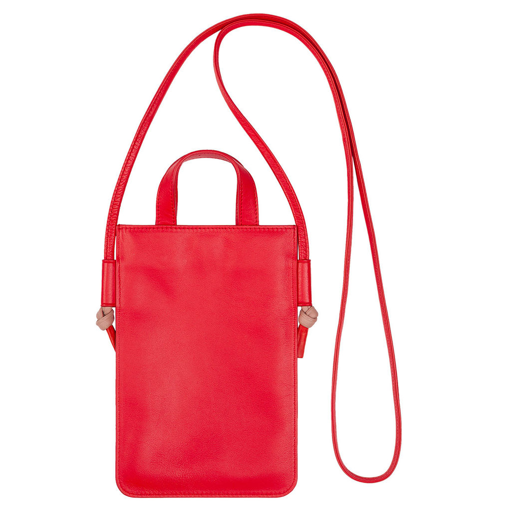 Итальянская женская кожаная сумочка для телефона DuDu серии Faro | огненно-красный