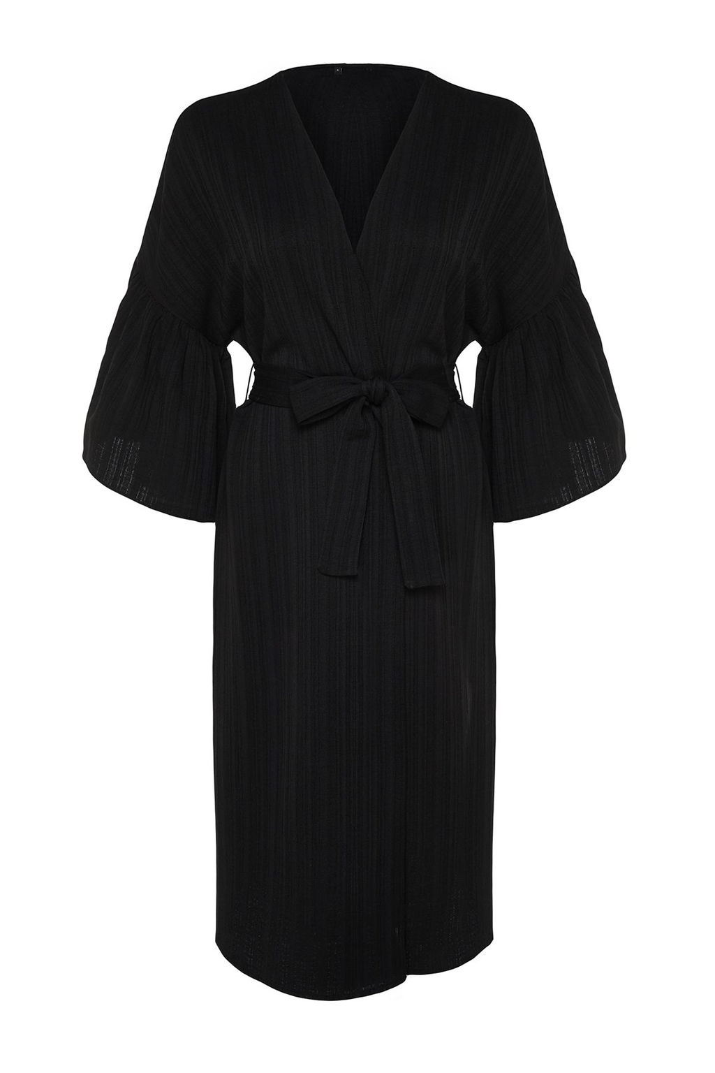 Ekru Kusakl? Maxi Dokuma Volanl? Keten Kar?s?ml? Plaj Kimono&Kaftan TBESS23KM00028 - Trendyolmilla фото 15