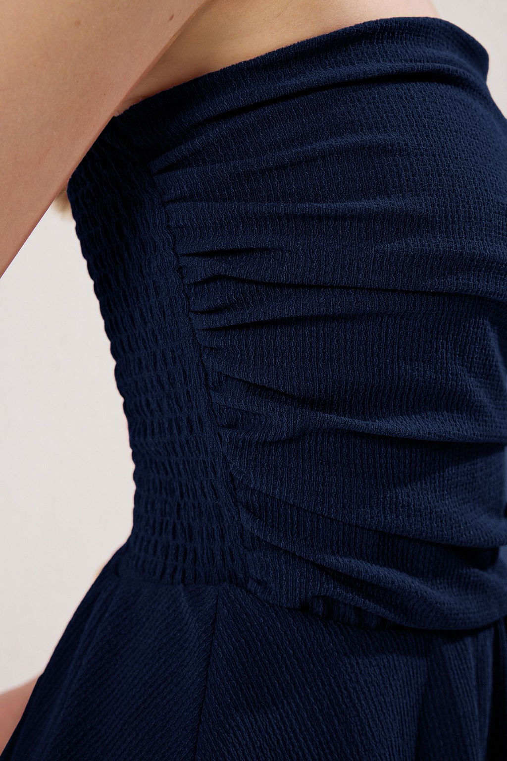 Lacivert Straplez Skater/Belden Ac?lan Fitilli Esnek Mini Orme Elbise TWOSS25EL00667 - Trendyolmilla фото 3