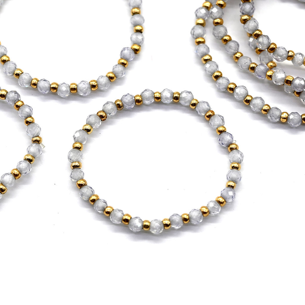 Колечко на резинке из фианитов цвет хрусталь