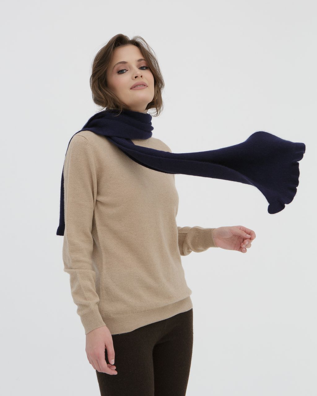 Шарф из кашемира HR синий