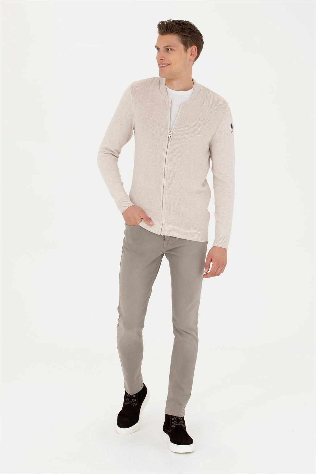 Мужской базовый трикотажный кардиган Stone Melange - U.s. polo assn фото 4