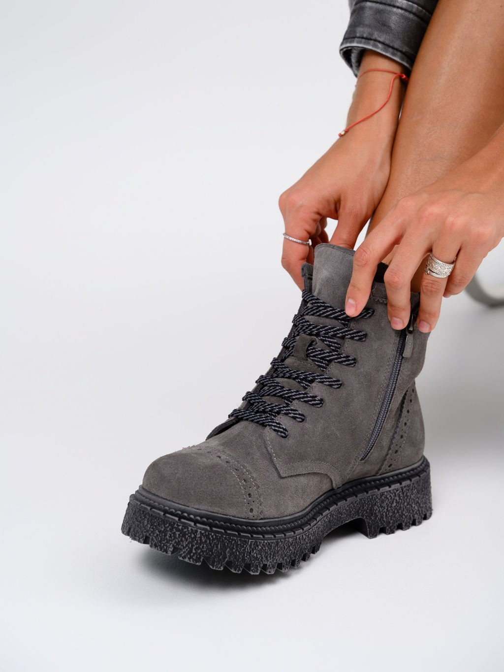 Ботинки 319.22511gr.Серый замок замша/Мех