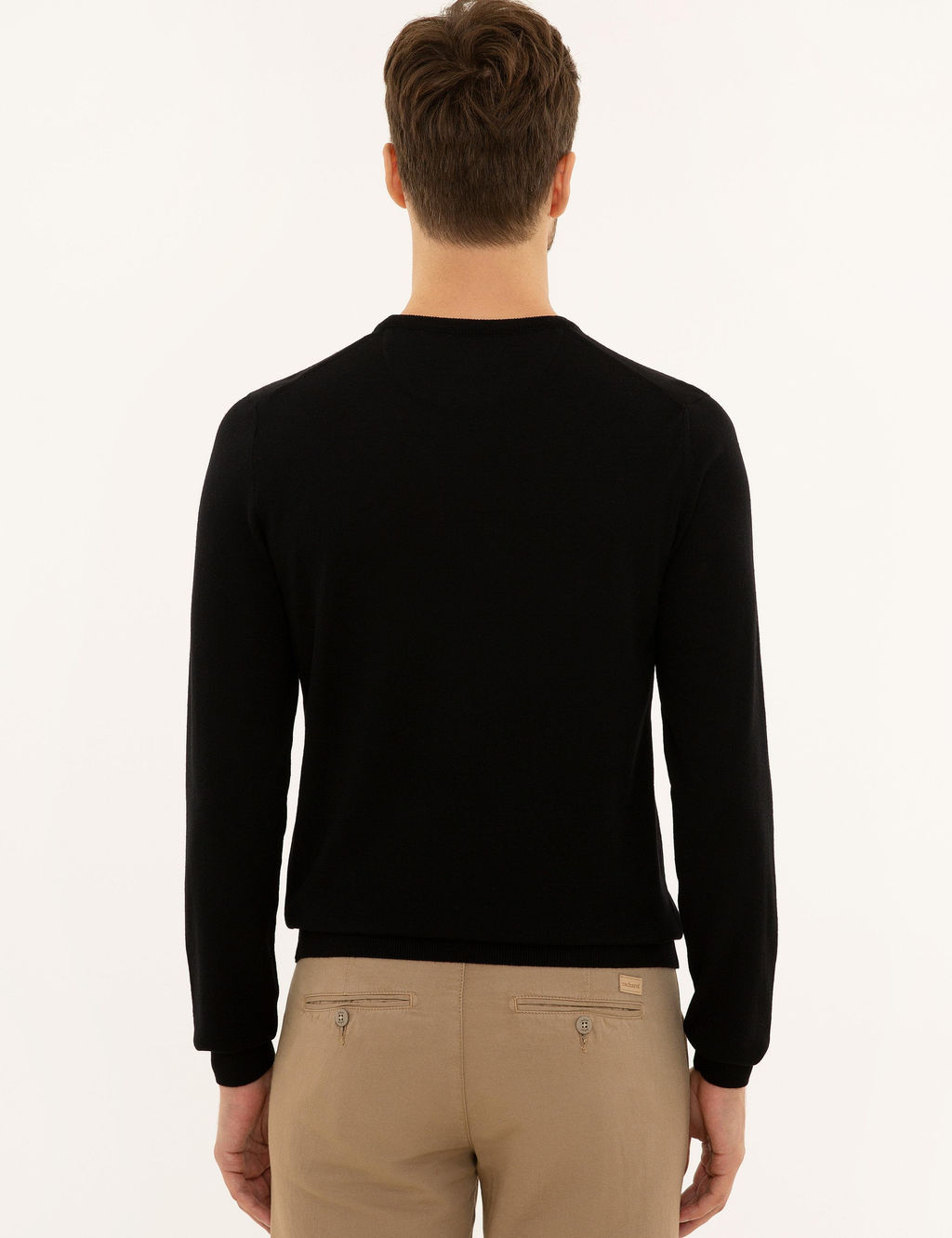 Черный базовый трикотажный свитер с круглым вырезом - Cacharel фото 4