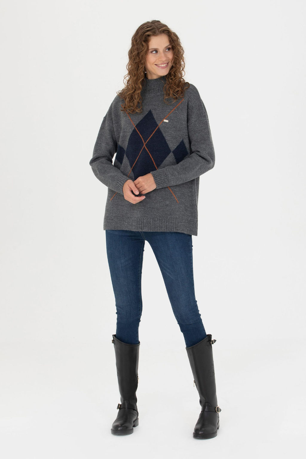 Kad_n Gri Melanj Bal_k__ Yaka Kazak - U.s. polo assn фото 4