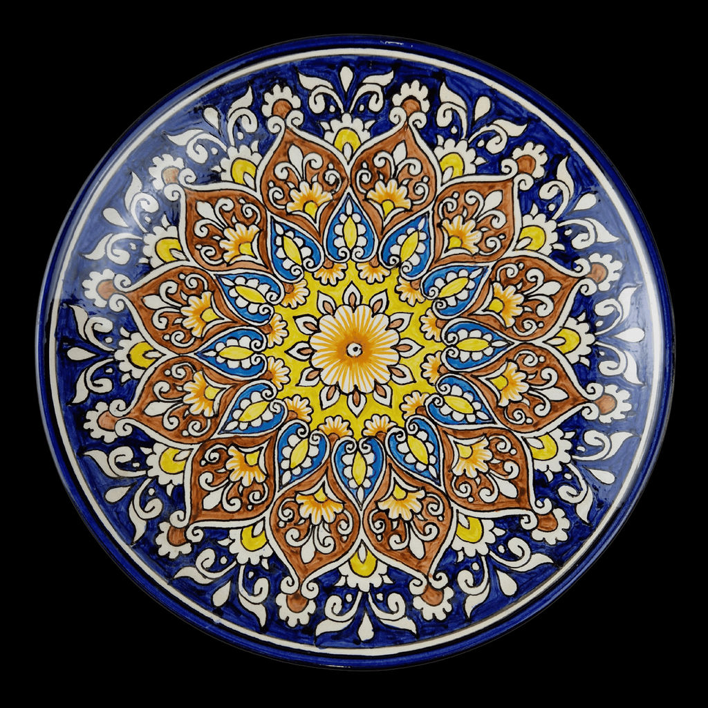 Ляган 32см, плоский Риштанская керамика Qora galam  фото 2