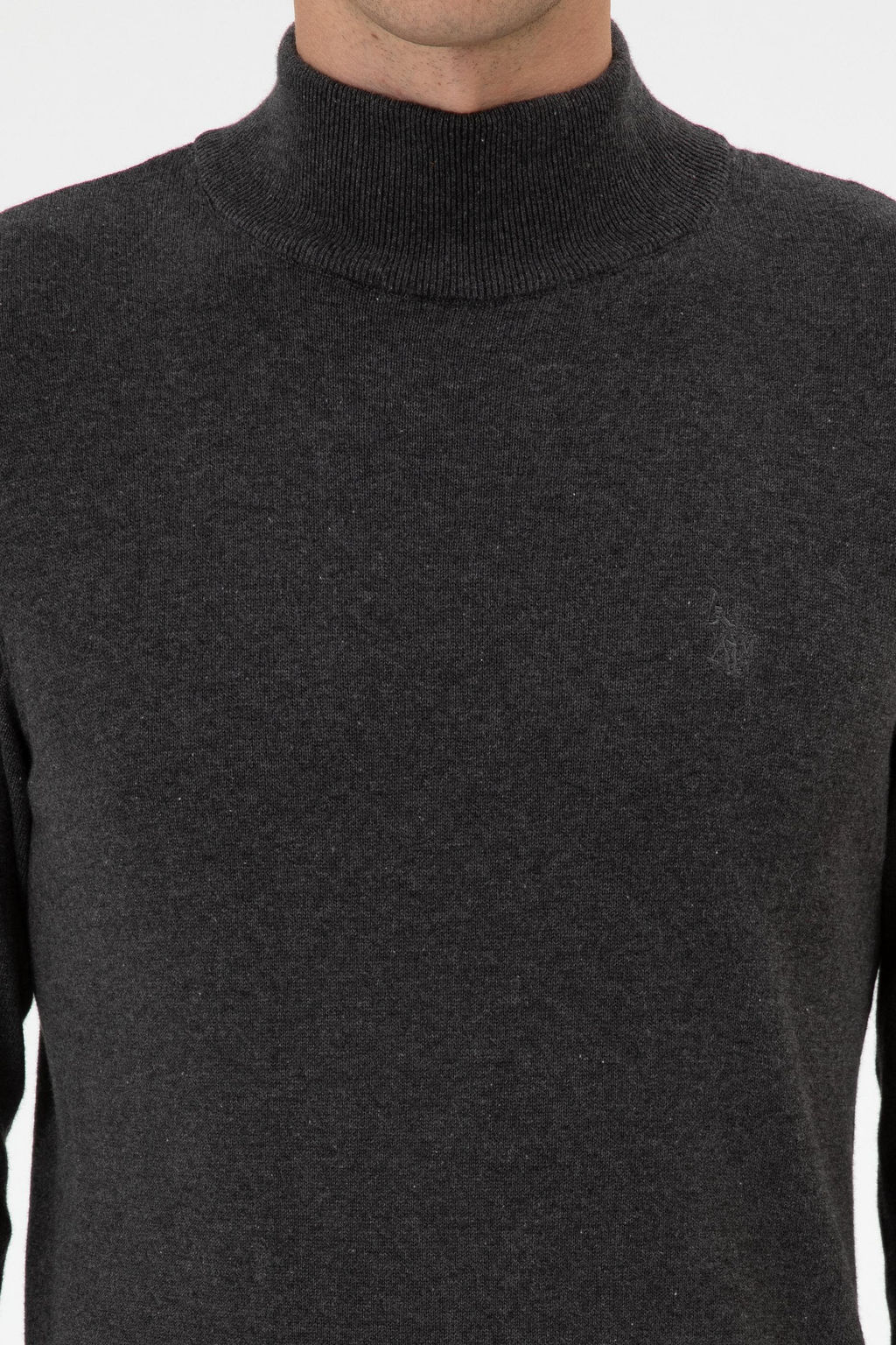 Erkek Slim Fit Bo_azl_ Antrasit Melanj Basic Kazak - U.s. polo assn фото 6