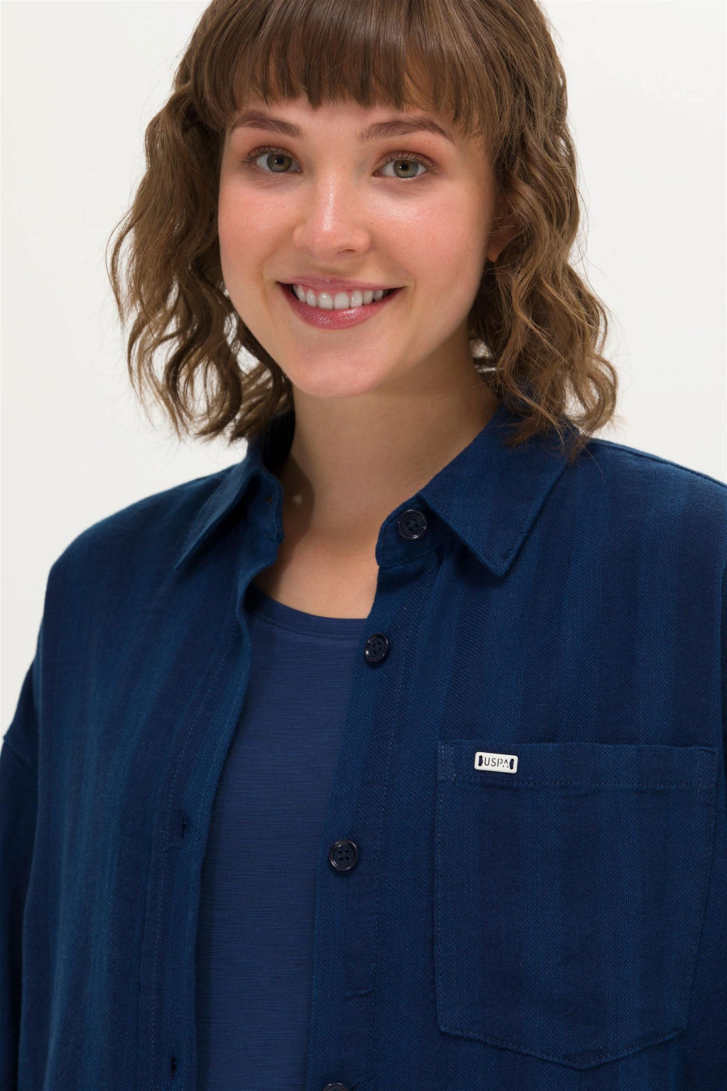Женская темно-синяя джинсовая рубашка - U.s. polo assn фото 8