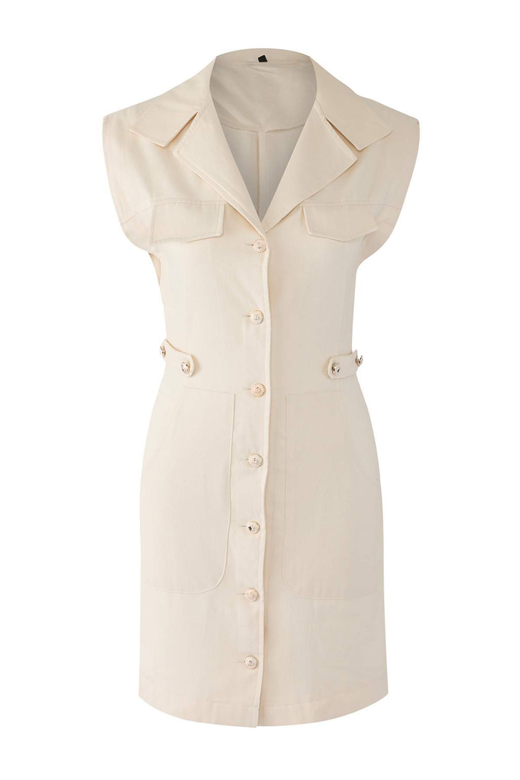 TRENDYOLMILLA Ekru Dugme Detayl? Gabardin Mini Dokuma Gomlek Elbise TWOSS22EL2970 фото 2