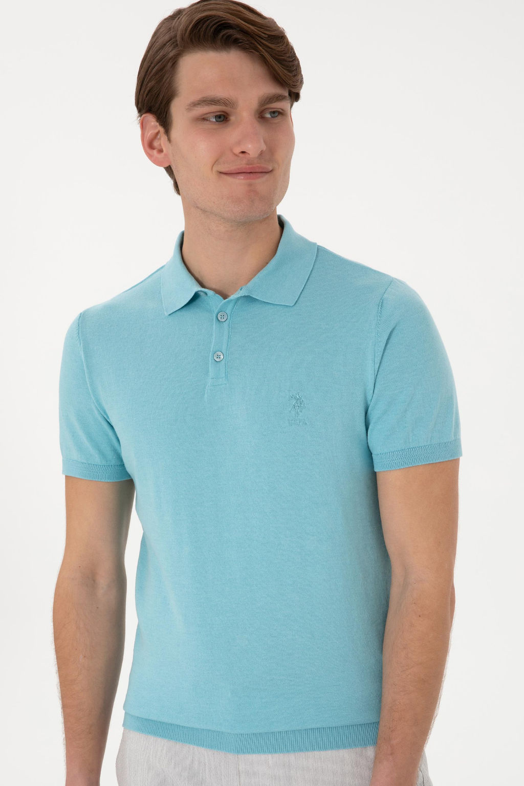 Erkek Slim Fit Polo Yaka Aqua Ti__rt - U.s. polo assn фото 3