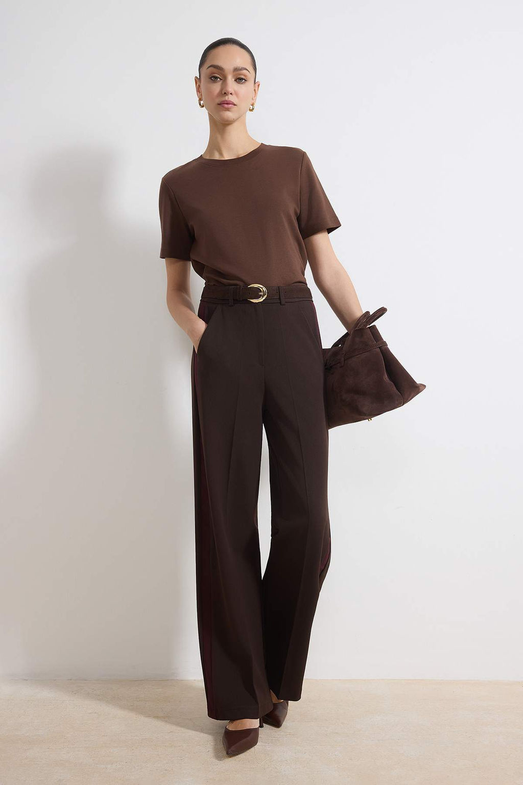 Antrasit Bordo Cizgili Dokuma Pantolon TWOSS26PL00013 - Trendyolmilla фото 8