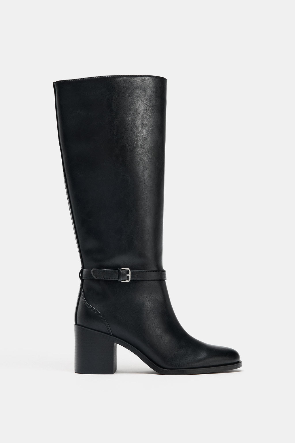BUCKLE BLOCK HEEL BOOTS