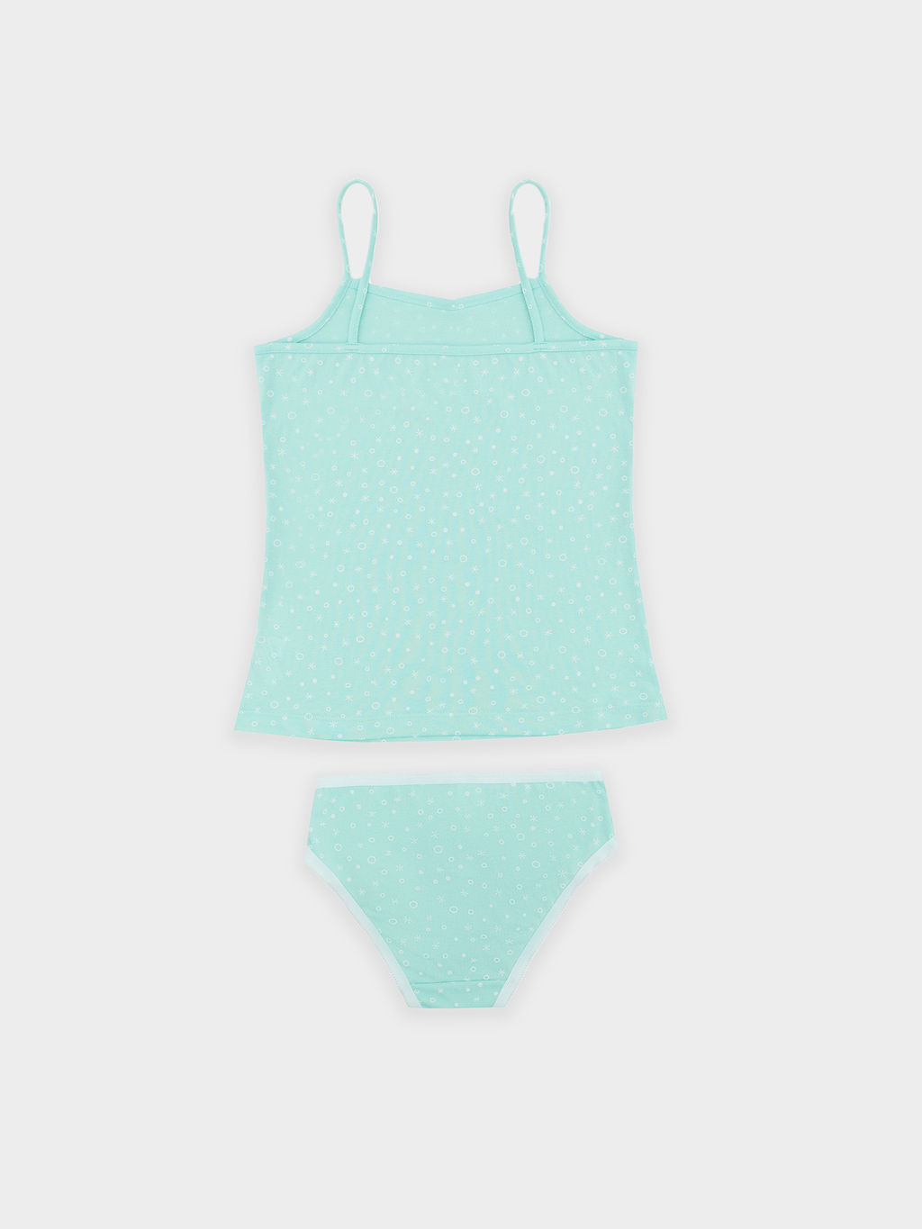 Комплект для девочек (майка, трусы) голубой в белые снежинки - Mark formelle фото 2