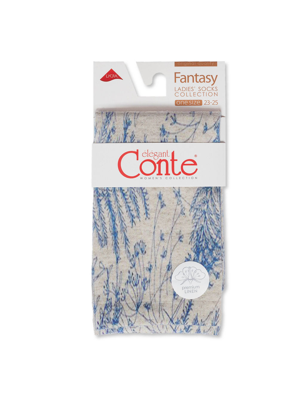 Цена за 2 пары. Носки Классические CONTE Носки с принтом FANTASY из смесовой пряжи с хлопком и льном бежевый - Conte elegant фото 15