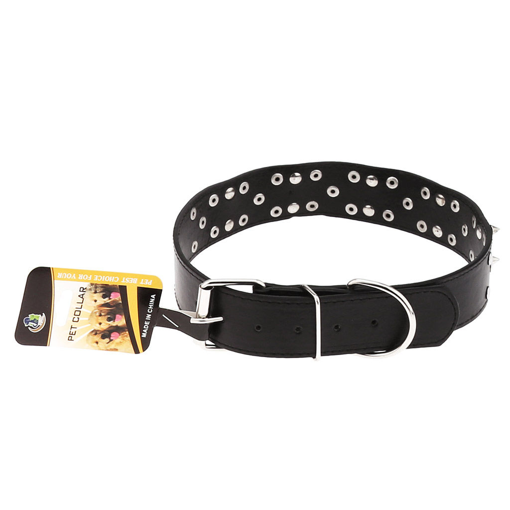 Пэт тойс (Pet toys) Ошейник для собаки Шипы, клепки 3,9х68см, металлическая застежка, под кожу, металл декор, на картоне, цвета в ассортименте: красный, синий, черный, темно-коричневый (Китай)  фото 2