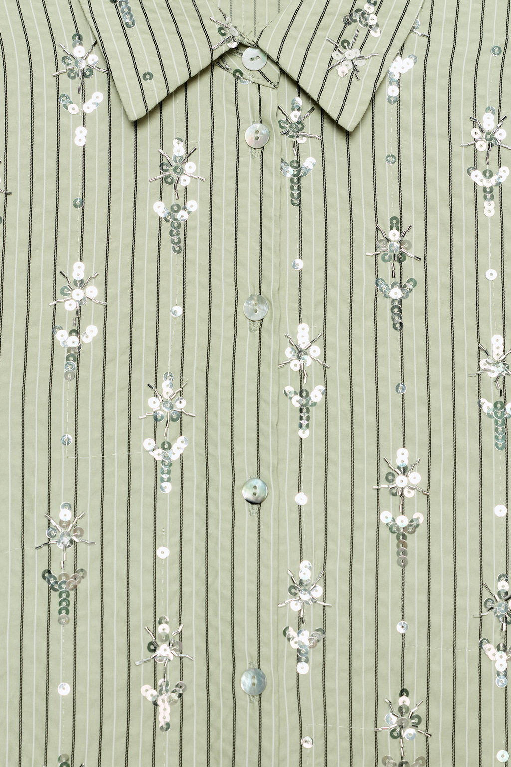 CAMISA RAYAS LENTEJUELAS / Verde medio - Zara фото 7