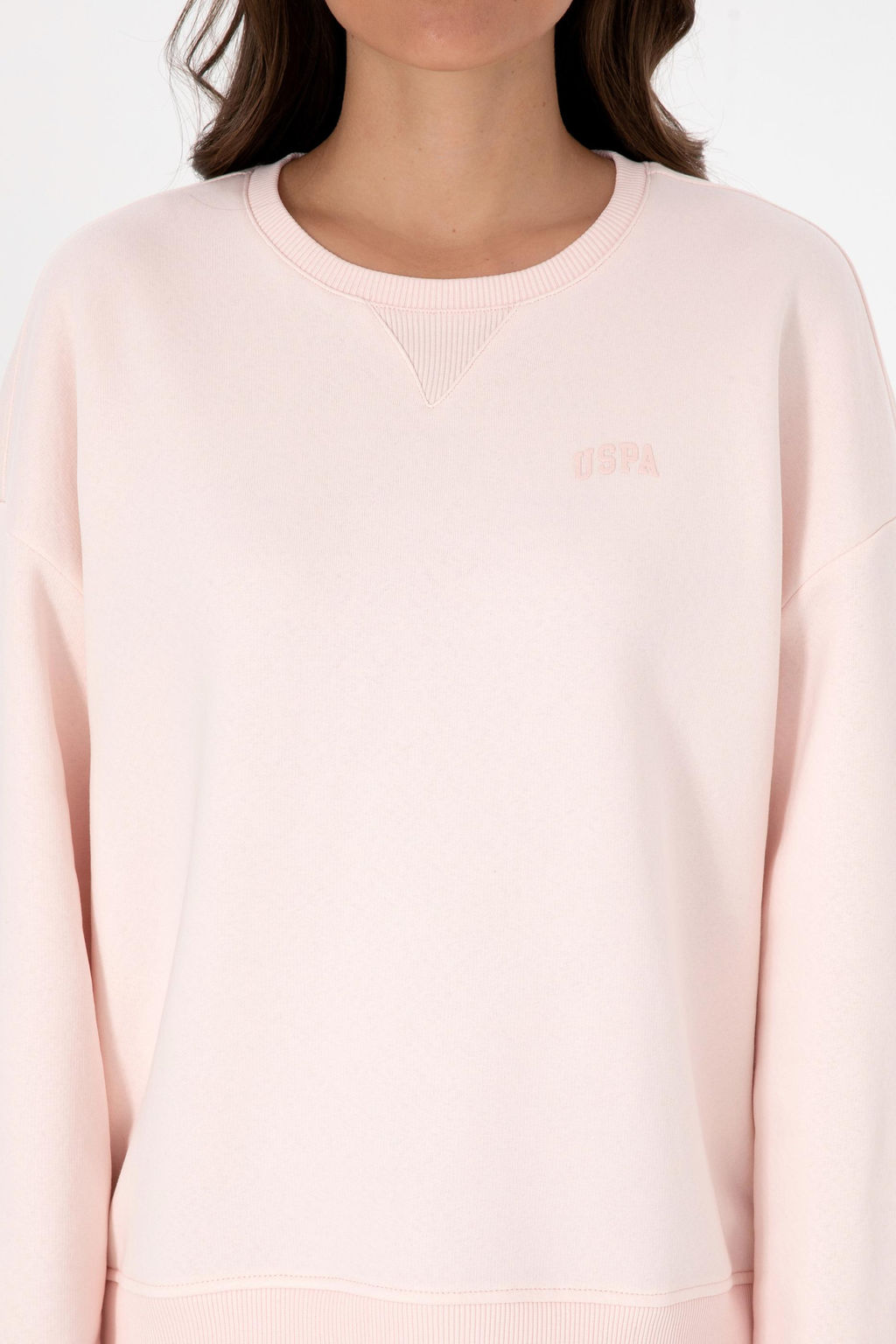 Kad_n A__k Pembe _ardonlu Bisiklet Yaka Basic Sweatsh_rt - U.s. polo assn фото 6