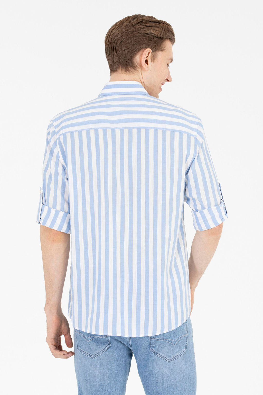 U. S. Polo Assn / Мужская синяя рубашка с длинным рукавом - U.s. polo assn фото 19