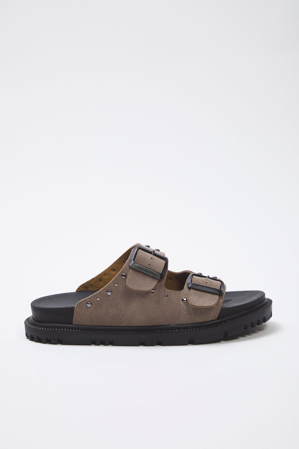 Trendyol Shoes Siyah Rivetli Cift Tokal? Duz Kad?n Terlik TAKSS25TE00004 - Trendyolmilla фото 3