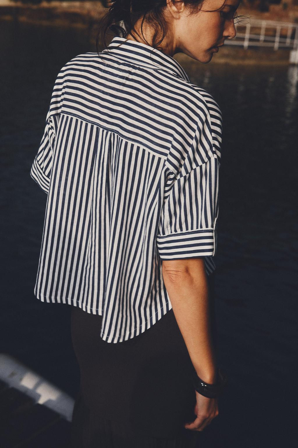 CROPPED LINEN BLEND SHIRT - Zara фото 29