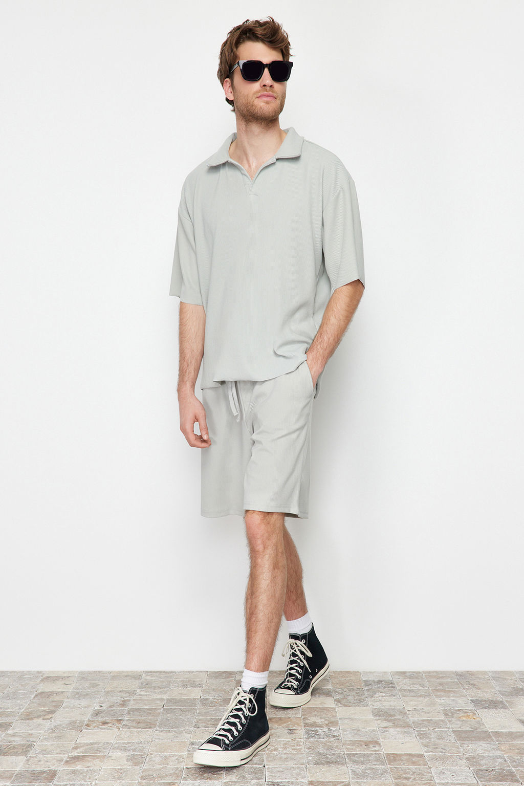 Tas Oversize/Genis Kesim Dokulu K?r?smaz Ottoman Sort TMNSS24SR00037