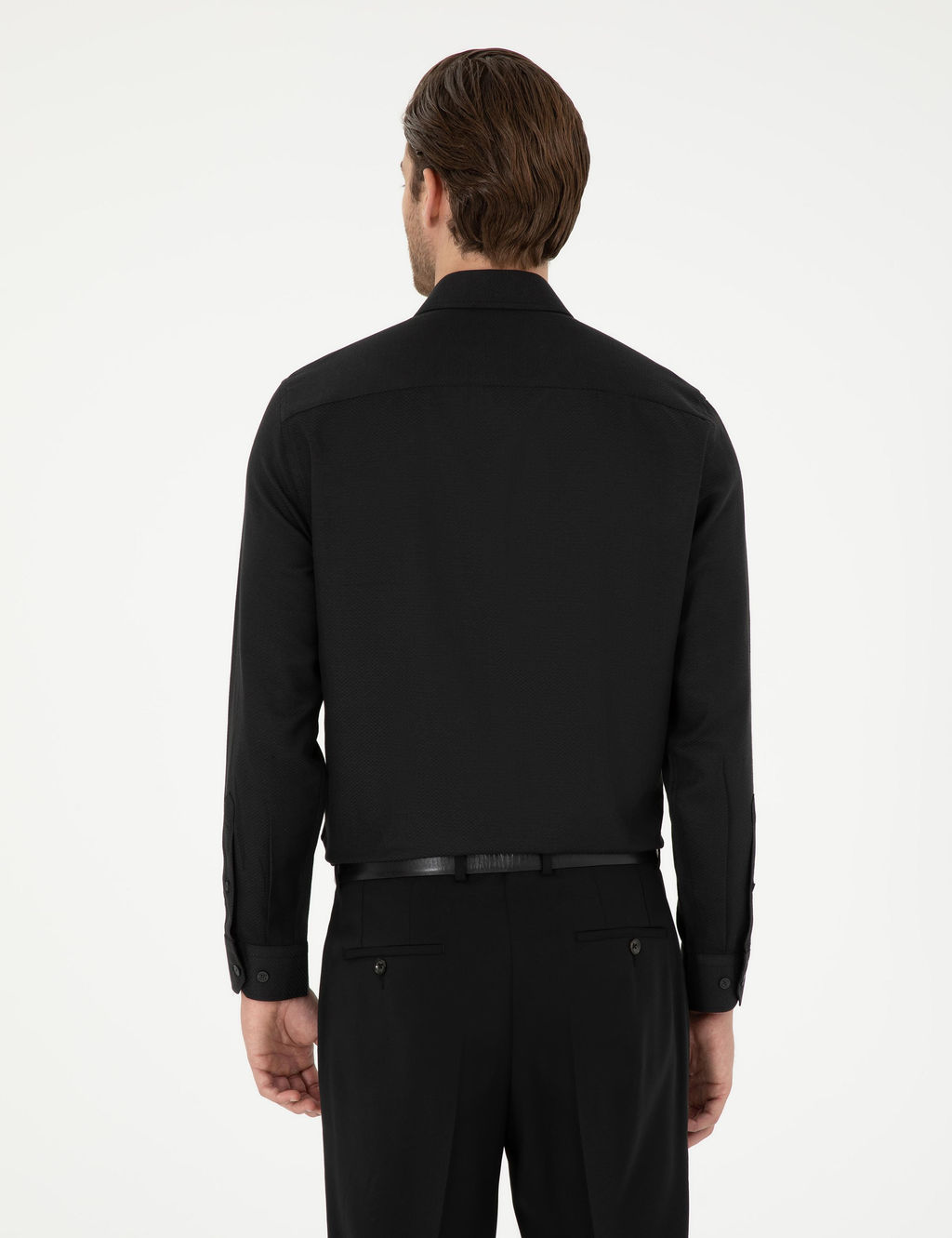 Рубашка Pierre Cardin Slim Fit черная с длинным рукавом