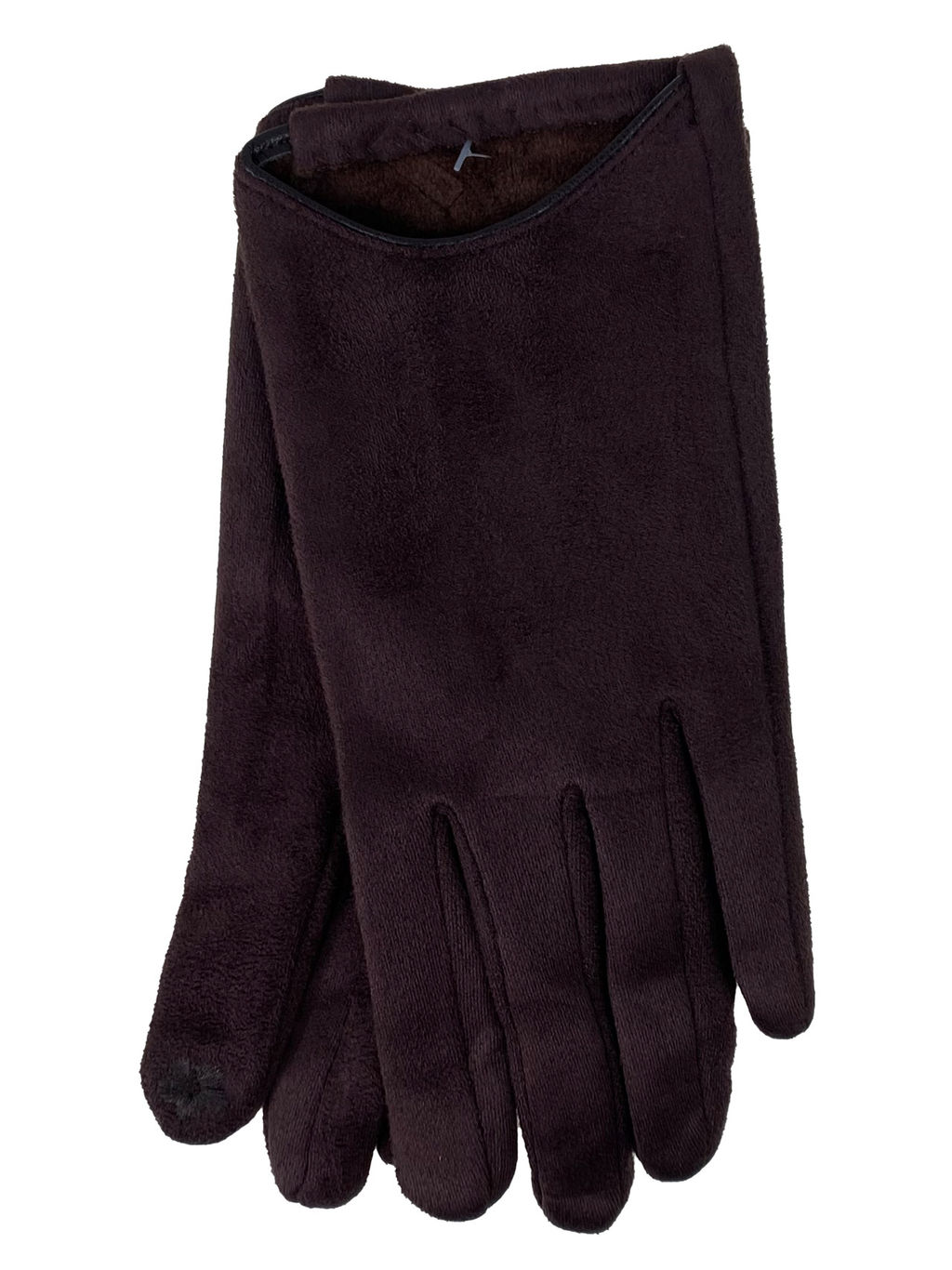 Элегантные женские перчатки из кожи и велюра, цвет шоколад - Greta фото 22