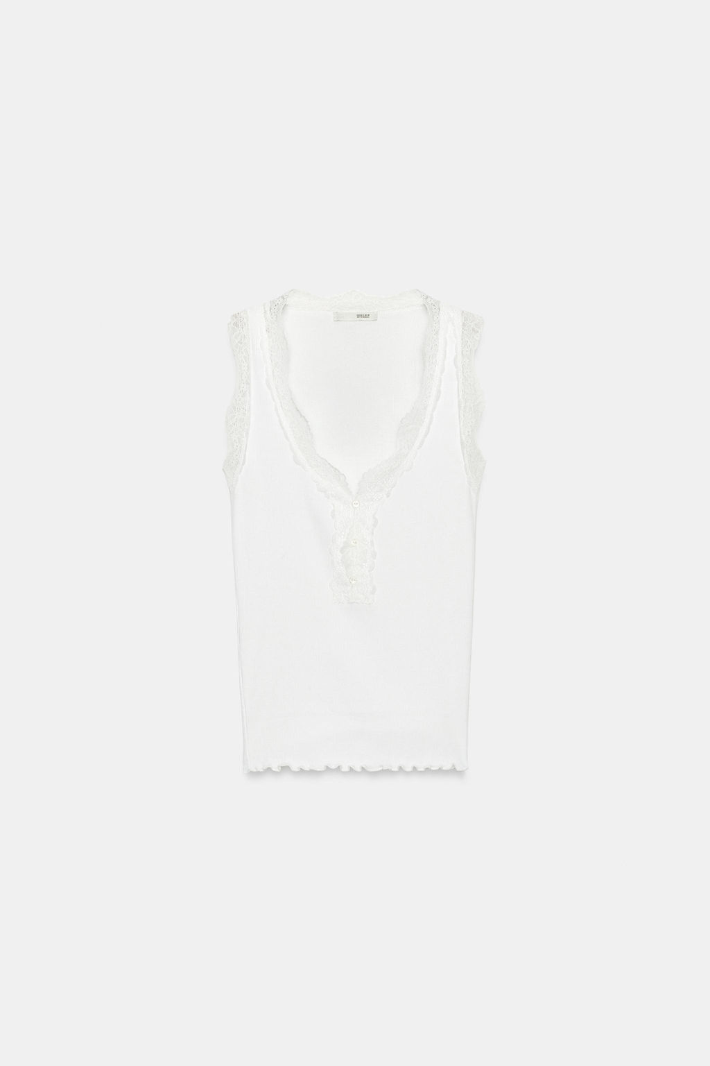 CAMISETA RIB ENCAJE / Blanco roto