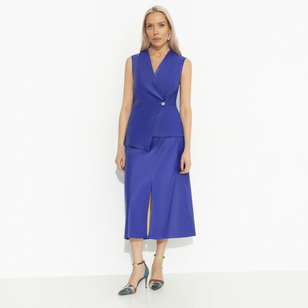 Юбка из мягкой экокожи, Откровенно шикарная (синий) - Charutti фото 4